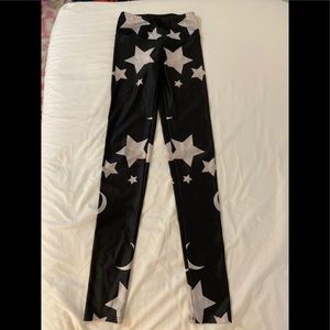 gold sheep leggings with stars and moons